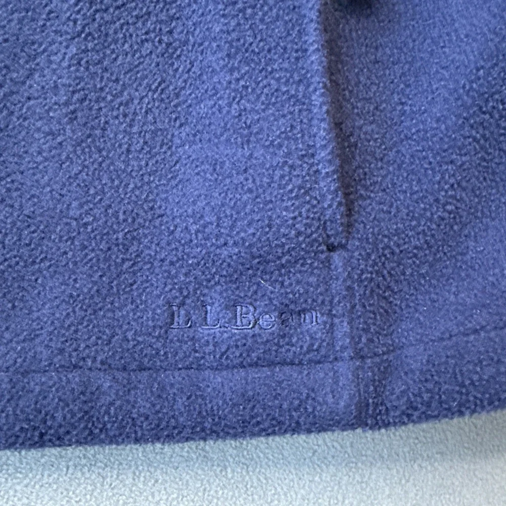 VTG LL Bean‎ Fleece Jacket Womens Petite Small Navy Full Zip Polartec Boxy Cozy